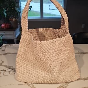 Elegant Cream Woven Tote Bag
